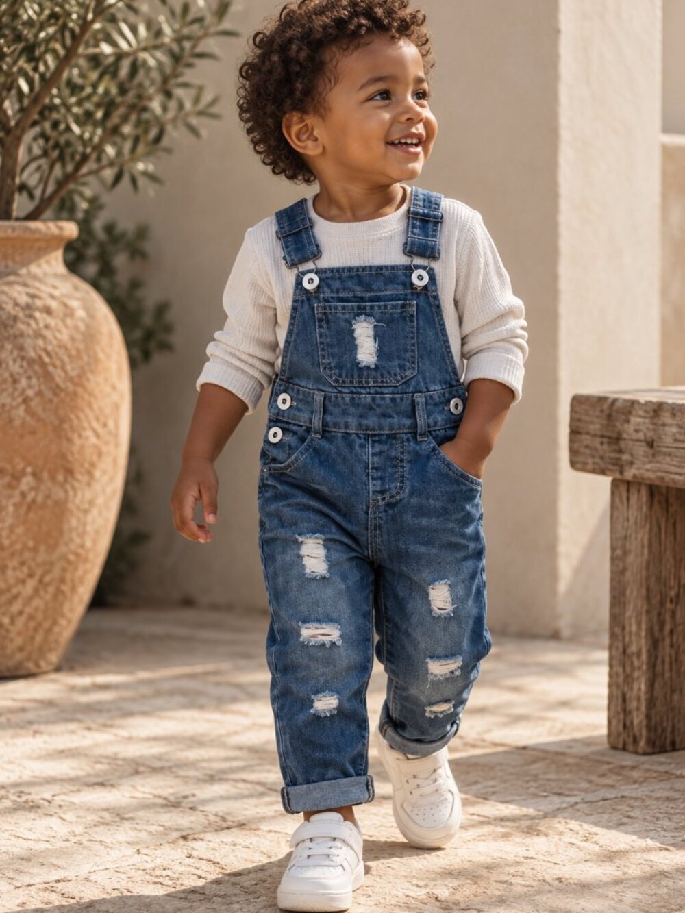 Baby Toddler Distressed Denim Overalls Jeans Dungarees 18M 2T Y2K Grunge